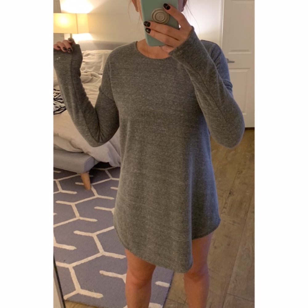Reformation Grey Fleece Sweater Dress - Picture 2 of 6